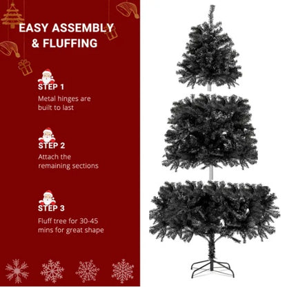FCH 7ft 1500 Branch PVC Branch Iron Bracket Christmas Tree Black