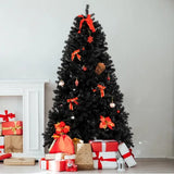 7-Foot Black Artificial Christmas Tree with Metal Stand