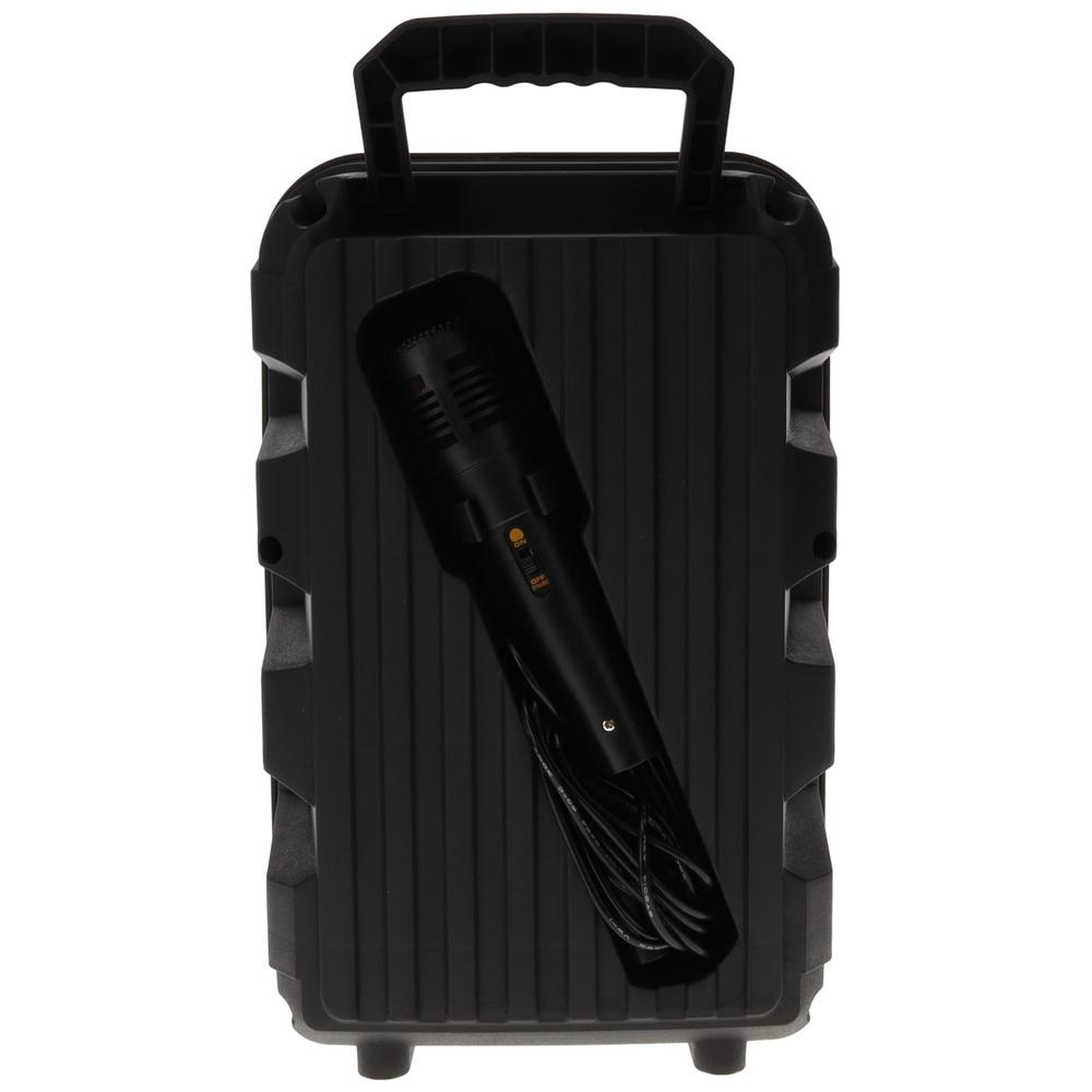 a black suitcase with a microphone