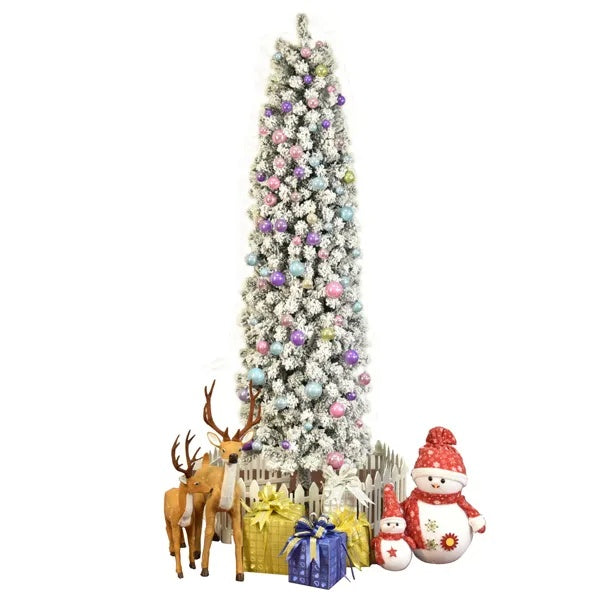 a christmas tree with presents and snowman