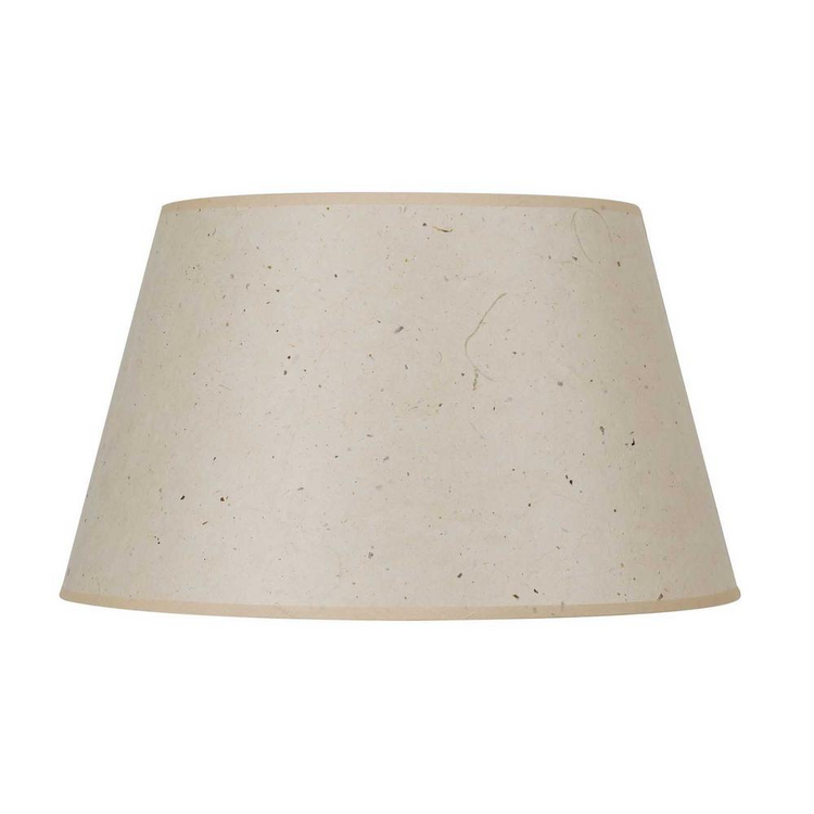 a white lamp shade with a white border