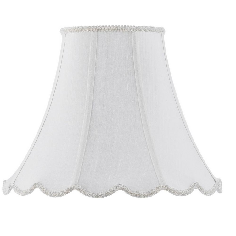a white lamp shade with scalloped edge