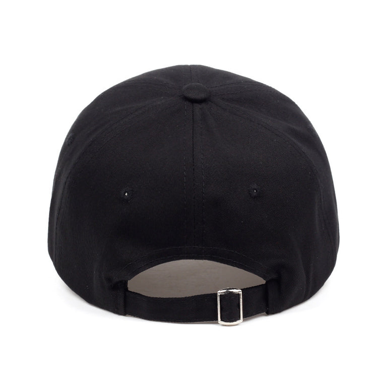 a black hat with a metal buckle