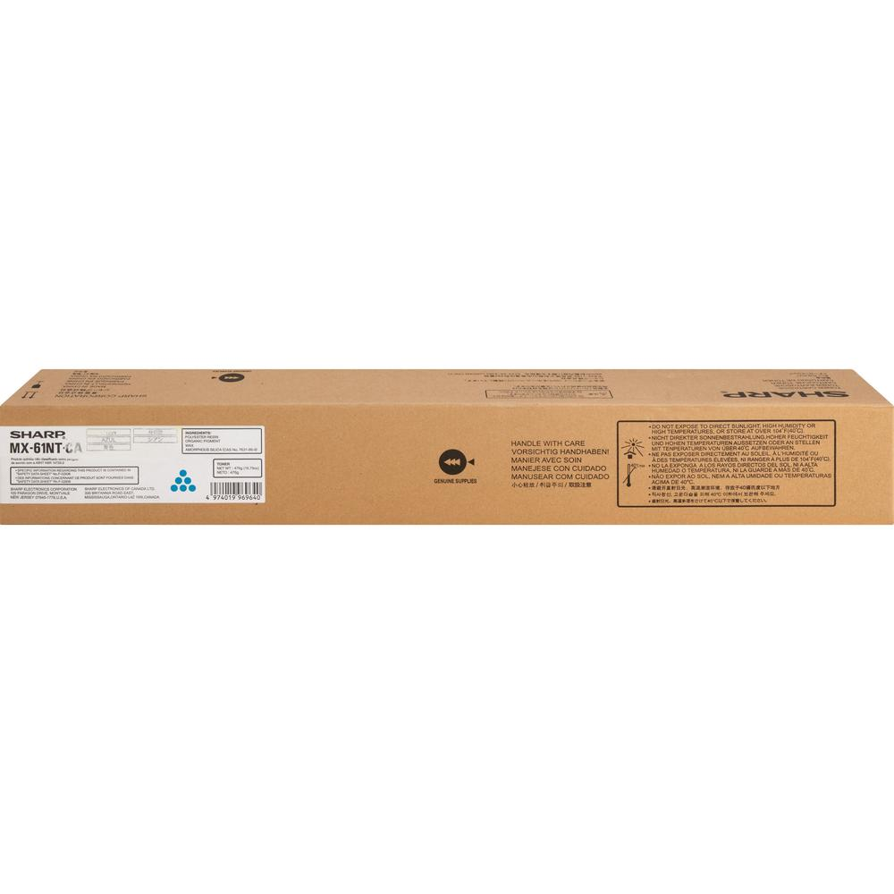 Sharp MX-61NT Original Laser Toner Cartridge - Cyan - 1 Each - 24000 Pages