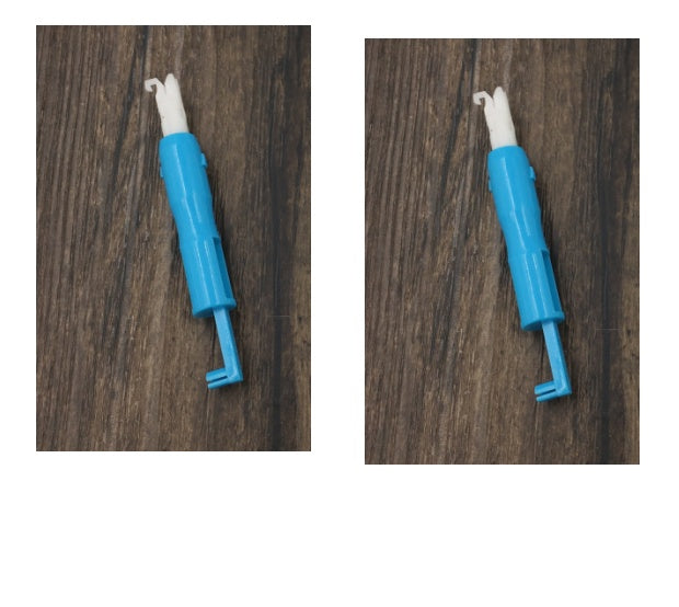 a close-up of a blue toothpick