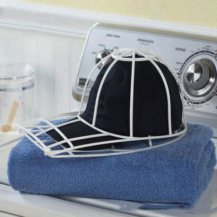 a black hat on a blue towel