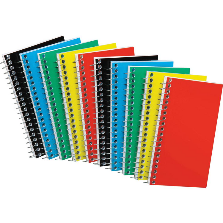 a row of spiral notebooks