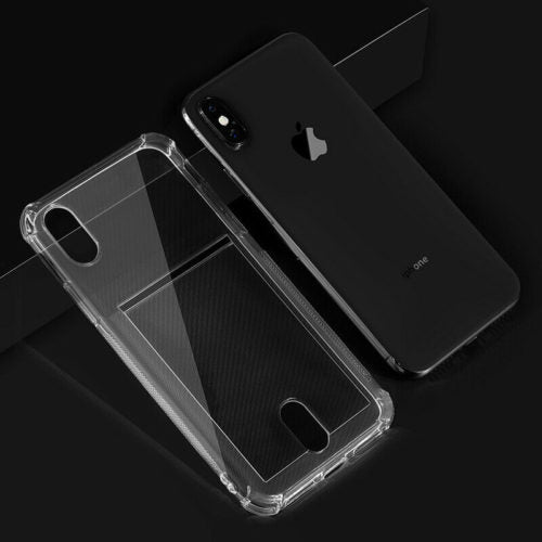Soft TPU Clear Case With Card Slot - For iPhone X / Xs