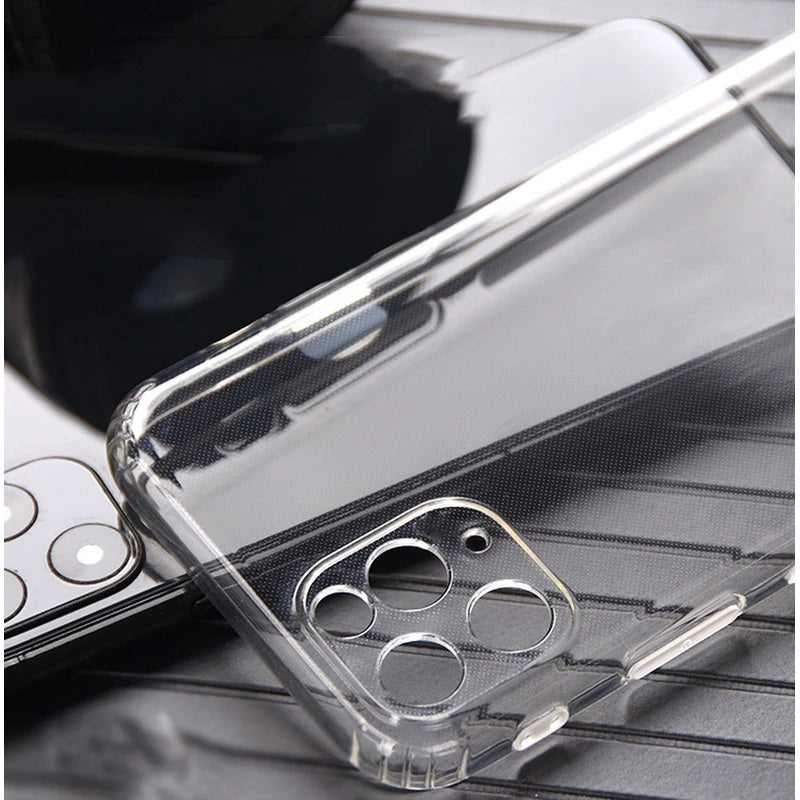 a clear case on a black surface