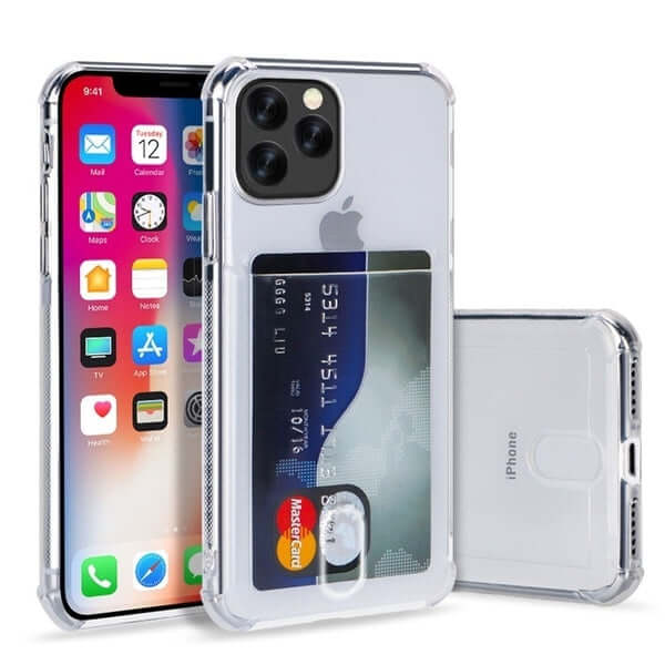 a cell phone with a credit card holder