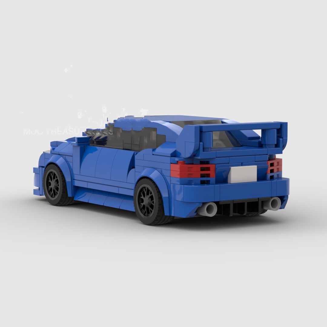 a blue car made of legos