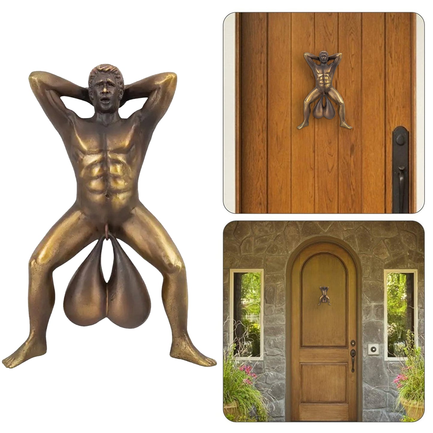 Muscle Man Resin Pendant Funny Doorbell Door Knocker Ornament