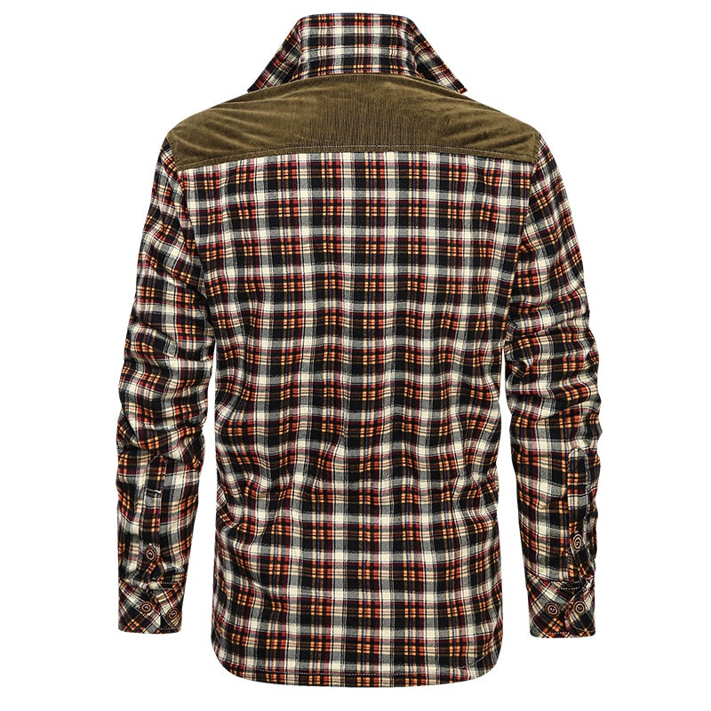a back of a flannel shirt