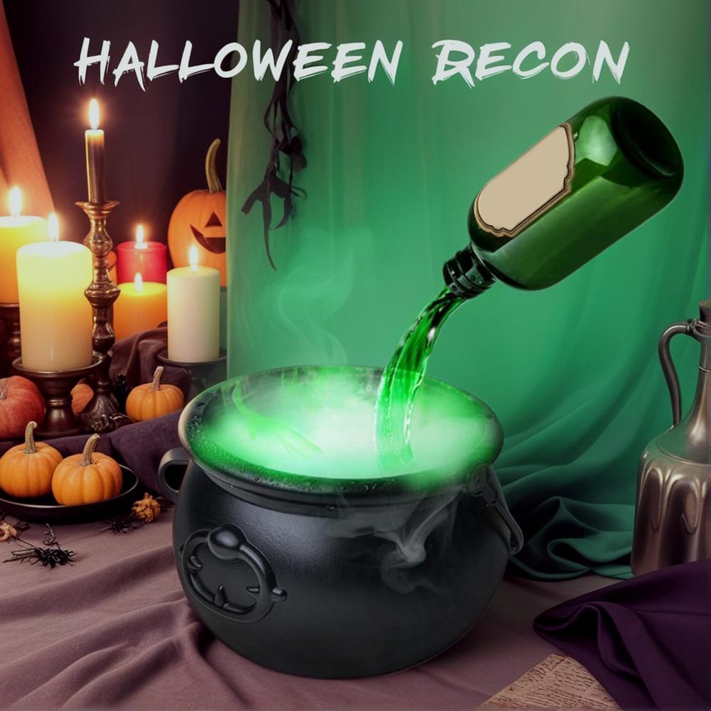a green liquid being poured into a cauldron
