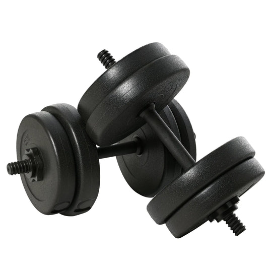Adjustable 2 x 22lbs Weight Dumbbell Set for Weight Fitness Training Exercise Fitness Home Gym Equipment, Black (Pair)