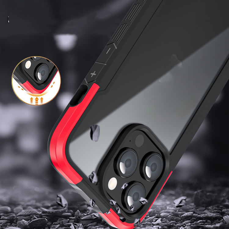 a cell phone with a red case