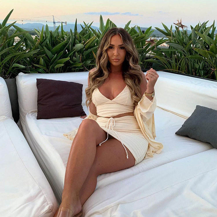 a woman sitting on a couch