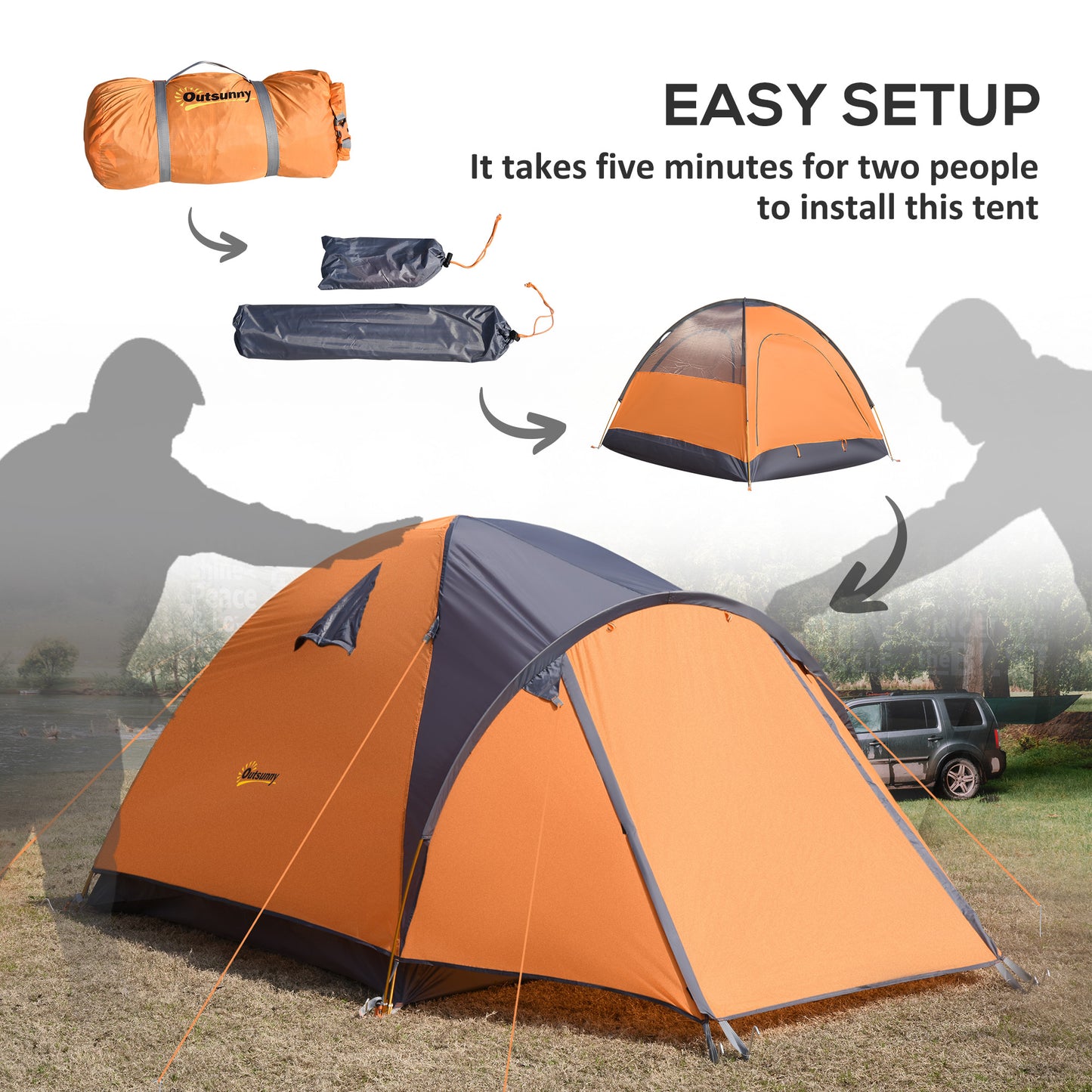 Camping Tent with Porch for 4 People