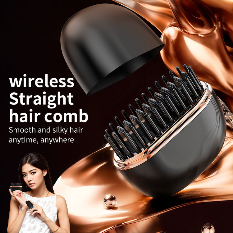 a woman holding a hair comb