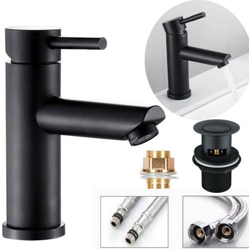 a black faucet with a few parts