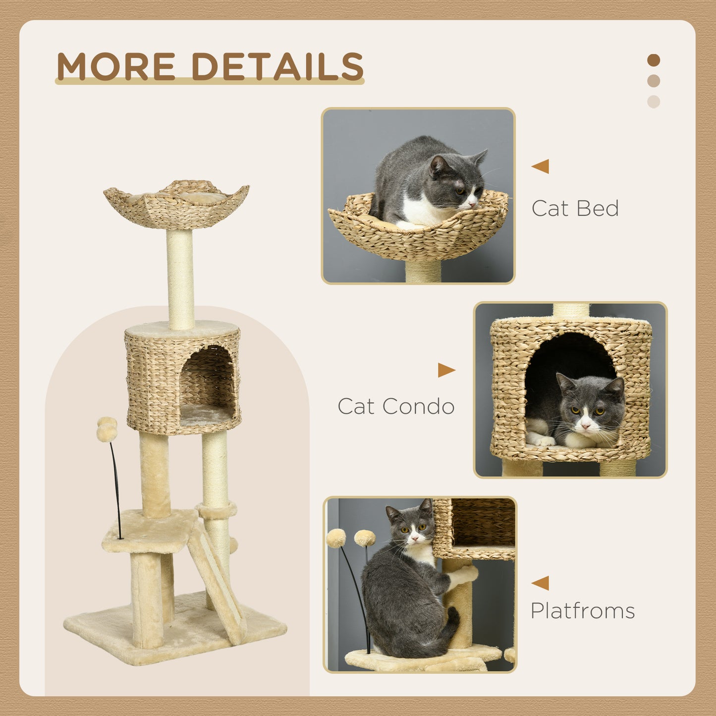 Cat Tree for Indoor Cats w/ Scratching Posts