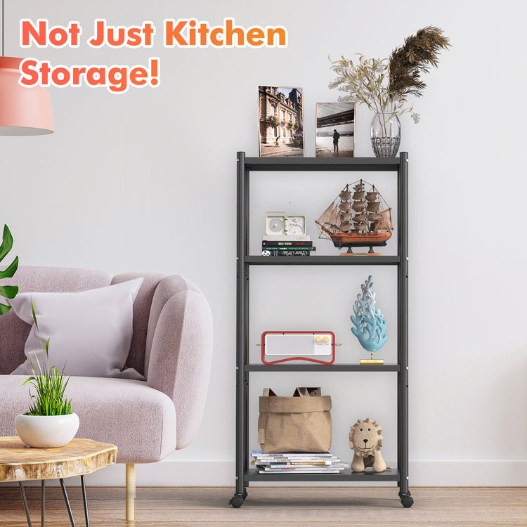 a shelf with objects on it in a room