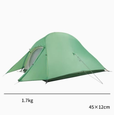 a green tent with a size of the size of it