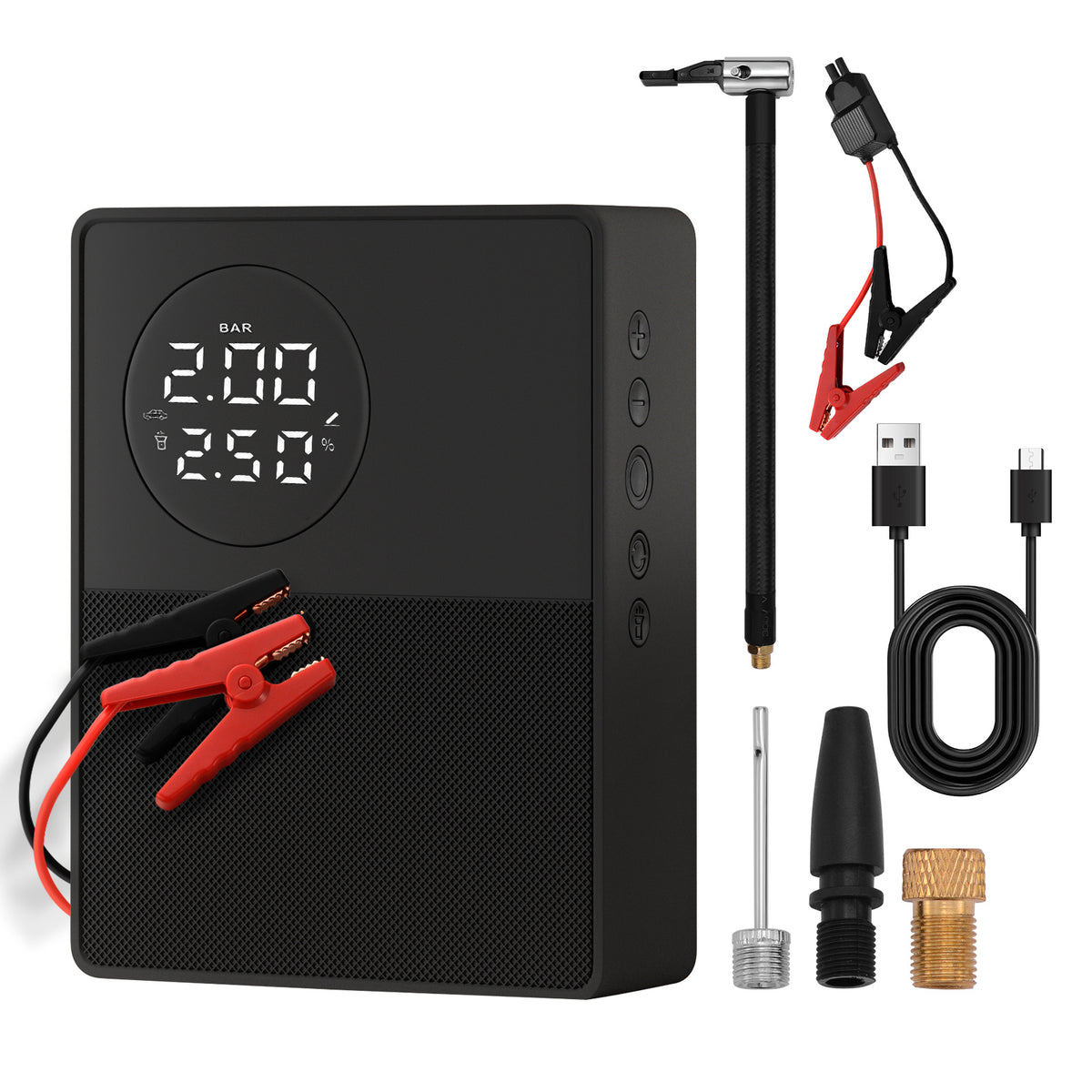 a black electronic device with a digital display and tools