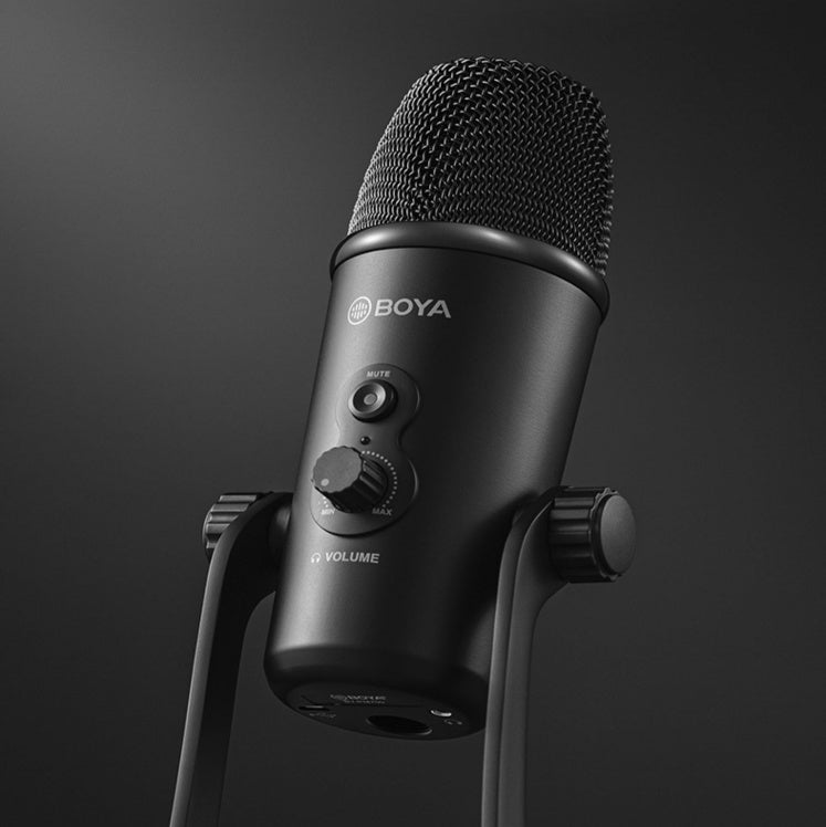 a black microphone on a stand