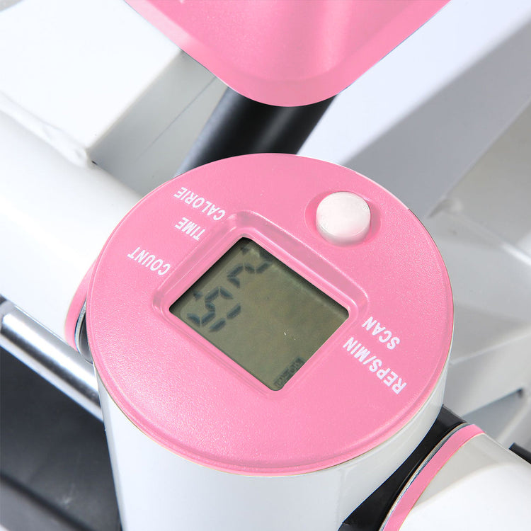 a pink and white machine with a digital display