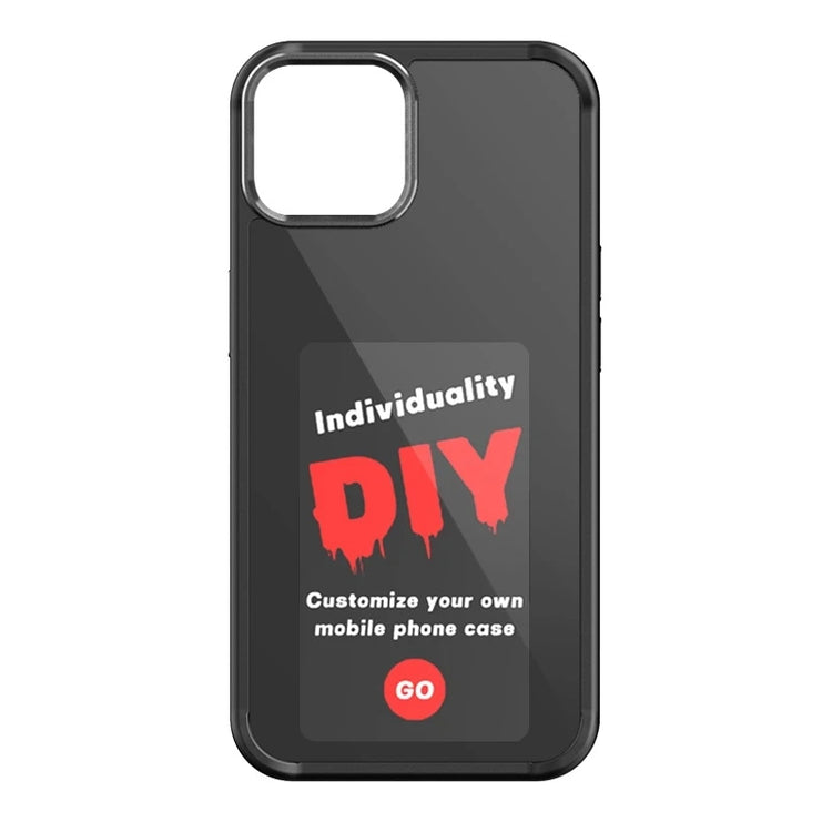 a black phone case with a white text