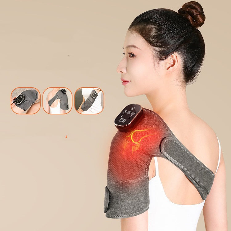 a woman with a device on her shoulder