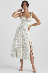 Women's Floral Lace-Up Corset Dress