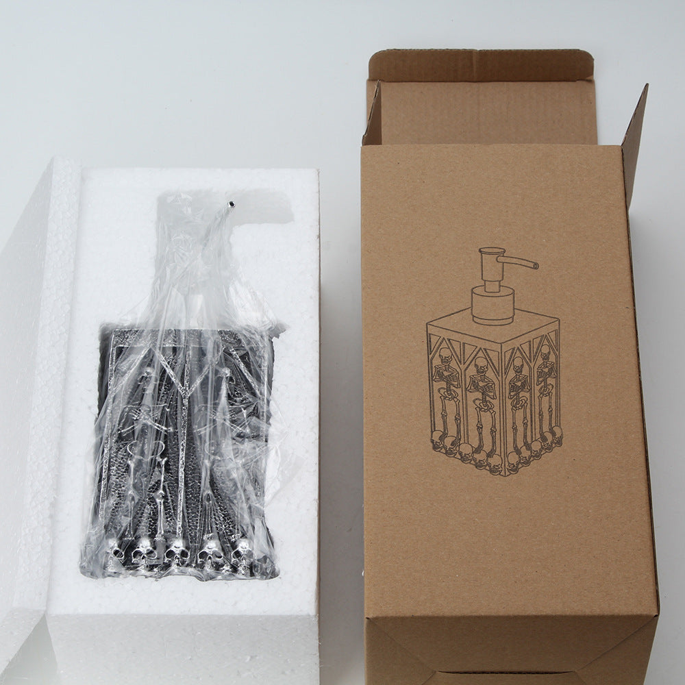a box with a container and a box with a picture of a soap dispenser