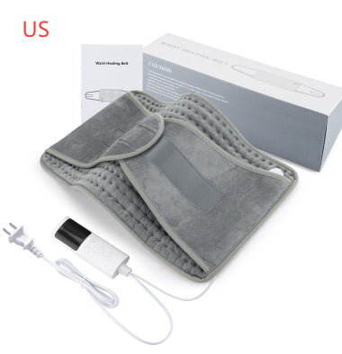 a grey heating pad with a box and wires