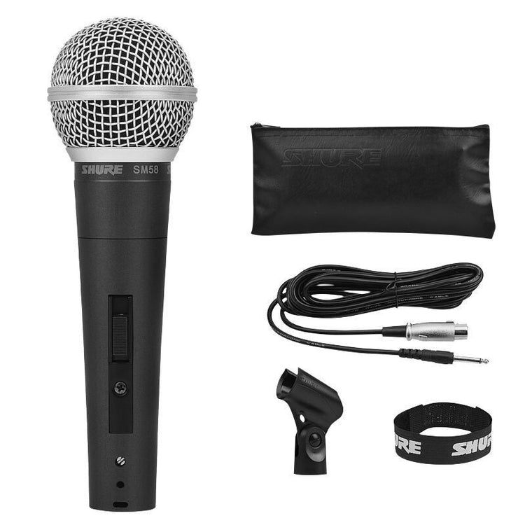 a microphone with a case and cables