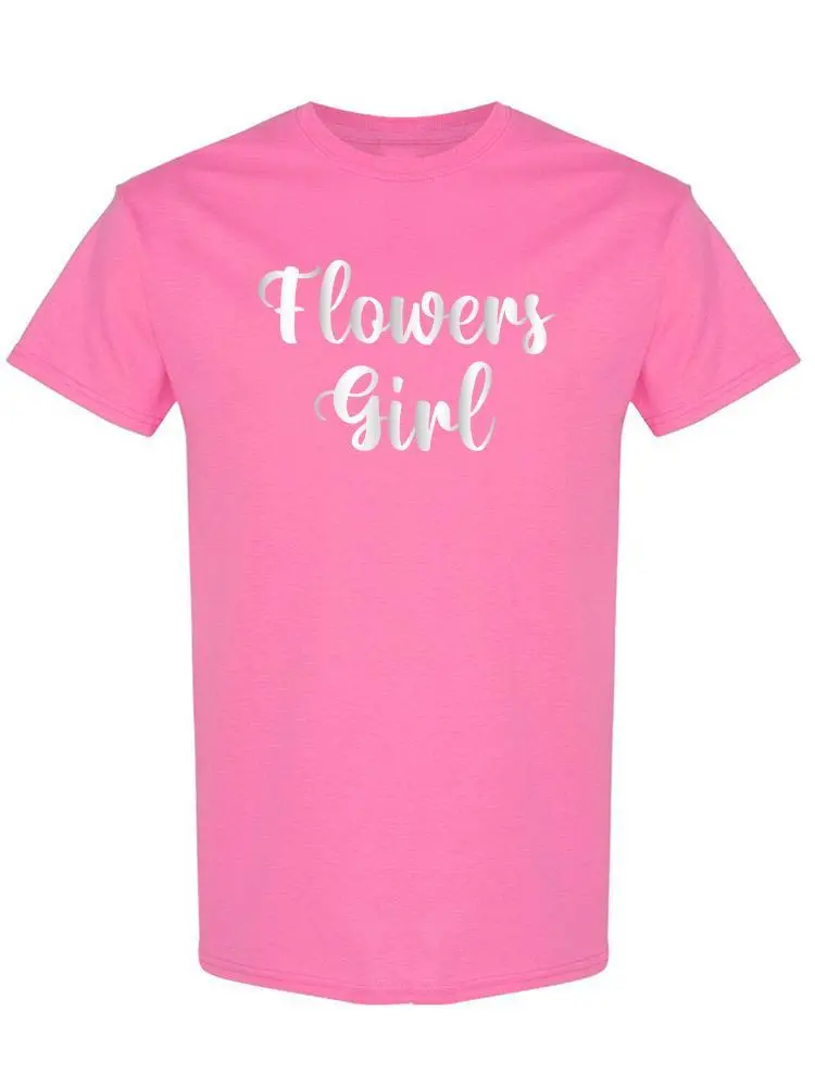 a pink shirt with white text