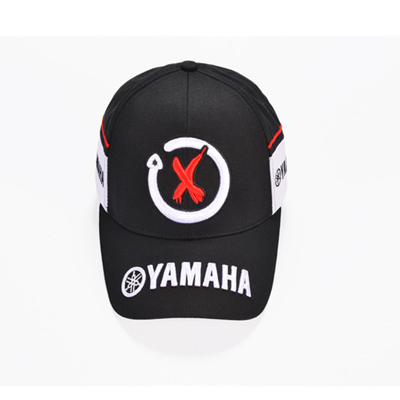a black hat with a red x on it