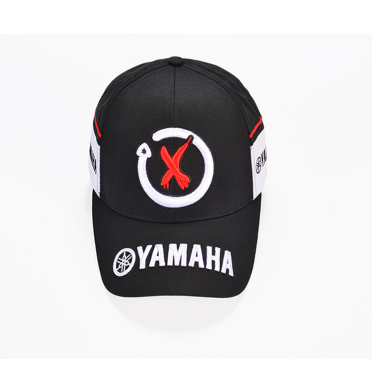 a black hat with a red x on it
