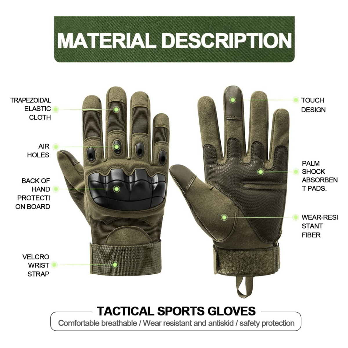 a pair of gloves with text