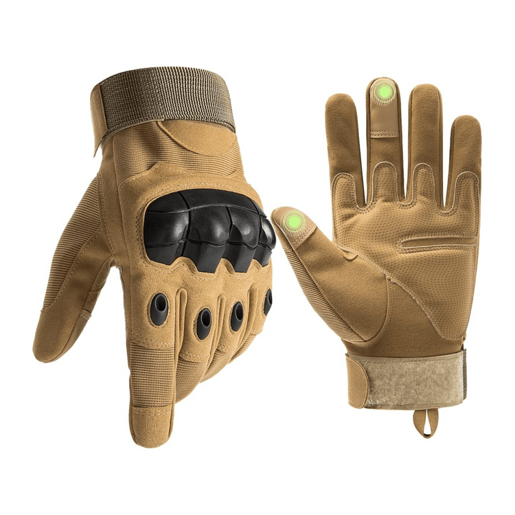 a pair of gloves with green lights