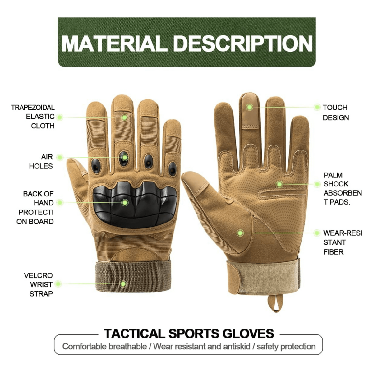 a pair of gloves with text