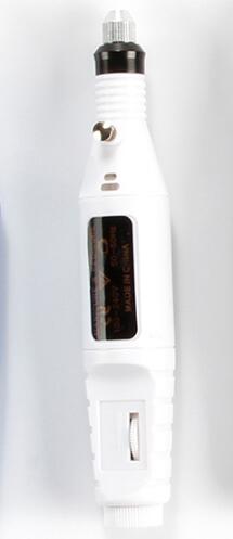 a white device with a black screen