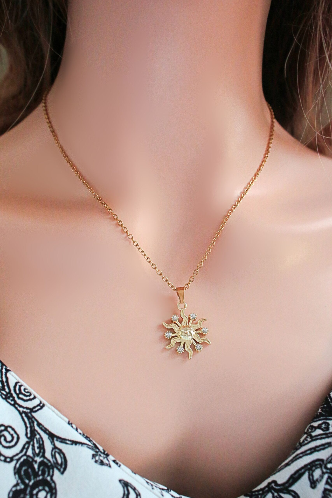 "Sunlight" | 24K CZ Sun Pendant Necklace