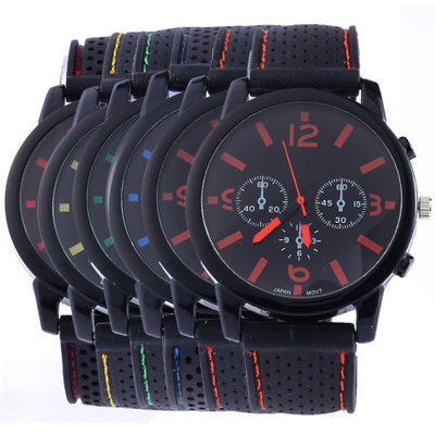 a group of black wrist watches