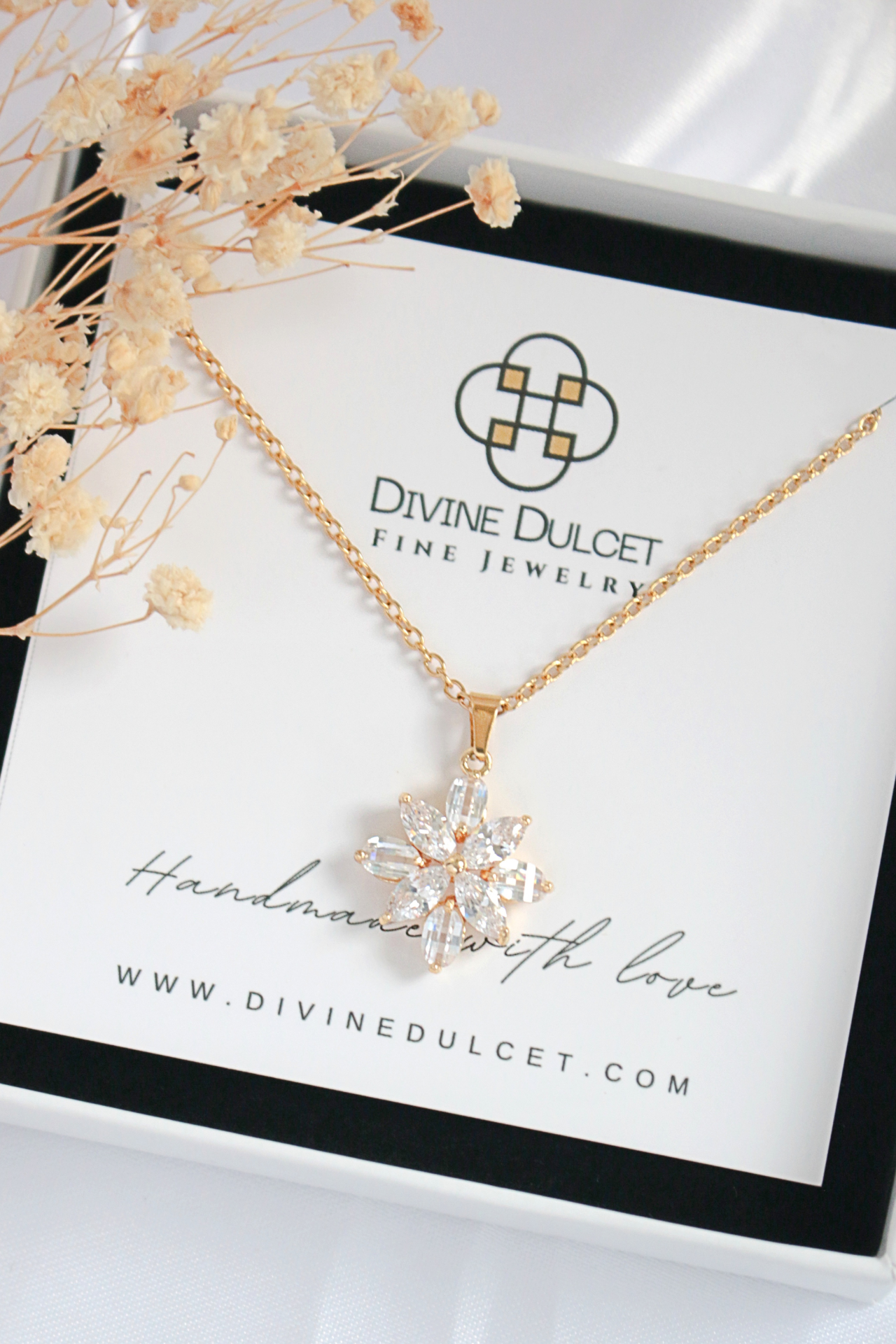 "Spring" | 24K CZ Flower Pendant Necklace