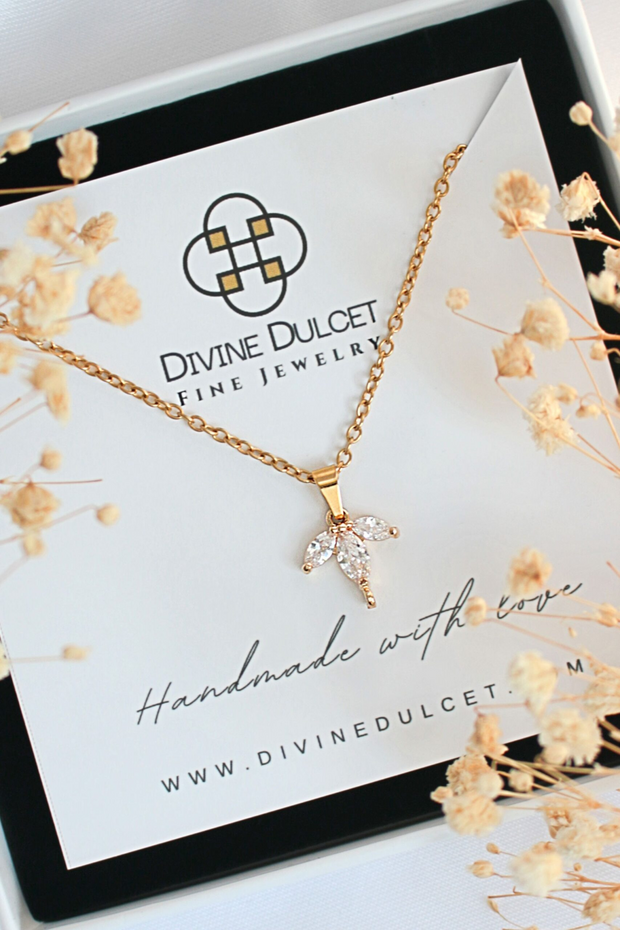 "Bloom" | 24K CZ Dainty Flower Petals Pendant Necklace
