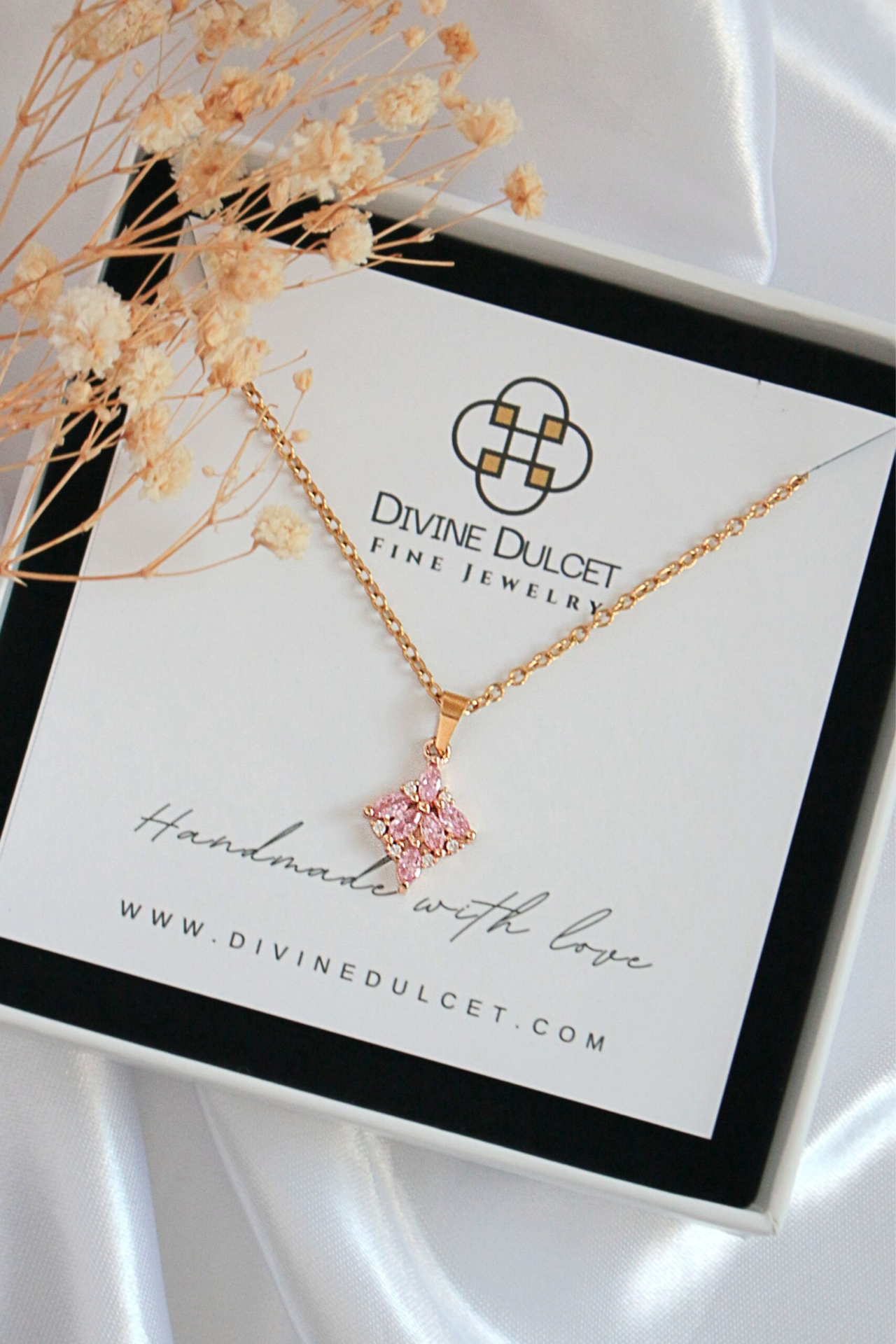 "Pink Sensation" | 24K Pink CZ Dainty Pendant Necklace