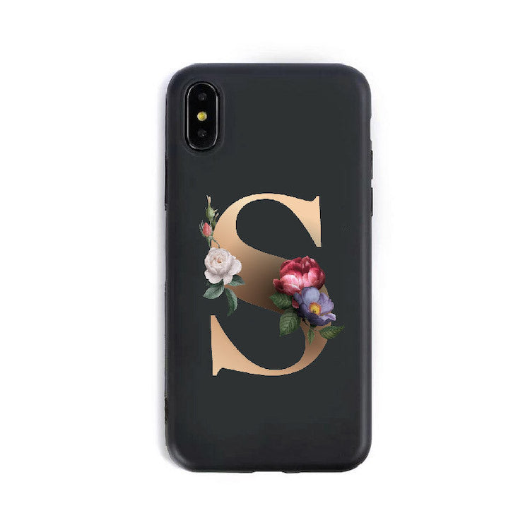a phone case with a letter on it