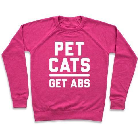 PET CATS GET ABS (WHITE) CREWNECK SWEATSHIRT